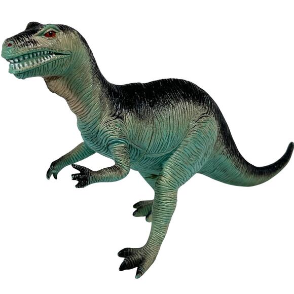 Vintage 80s Allosaurus Dinosaur Figure Plastic Dino Green Made in China - Picture 1 of 10